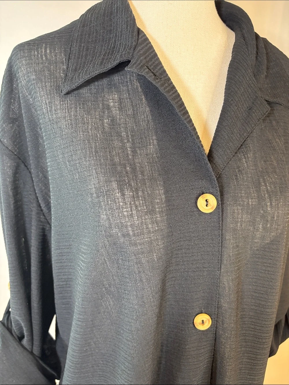 Liz Claiborne Black Button-Front Swim Coverup